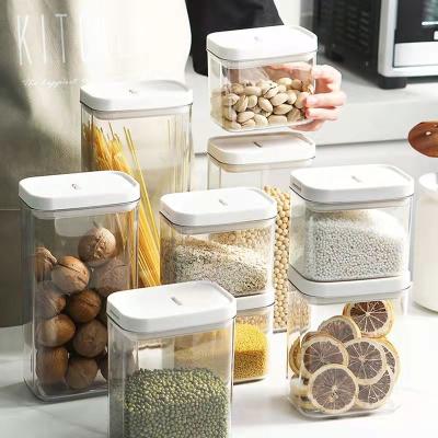 China Freshness preservation sealed jar household kitchen spice food grade nut tea storage jar transparent plastic grain and grain miscellaneous storage box for sale