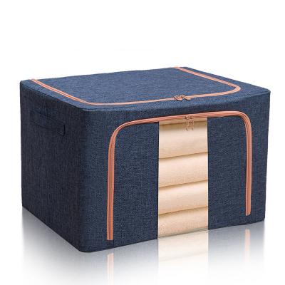 China Foldable Transparent Large Capacity Pocket Clothes Oxford Cotton Steel Frame Modern Canvas Quilt Storage Box for sale