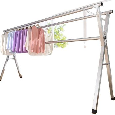 China Multifunctional Rack X Shaped Foldable Clothes Rack Folding Stainless Steel Dryer Rail Drying Rack Laundry Hanger For Indoor Outdoor for sale