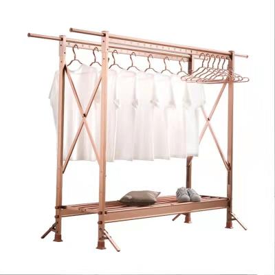 China Multifunctional Rack Foldable 2 Tier Clothes Drying Rack Laundry Dryer Hanger Stand Indoor Outdoor Customized Cloth Storage Rack Movable Clothes Rack for sale