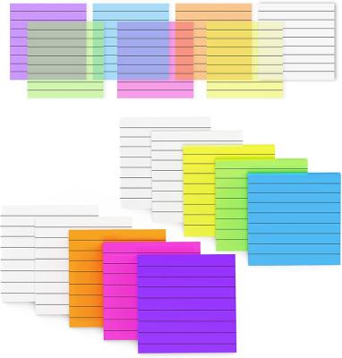 China Wholesale Custom 7 Colors Self Adhesive Luminous Sticky Notes Clear Pad, Waterproof Translucent Note With Line for sale