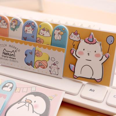 China Kawaii Stationery Self Adhesive Custom Die Cut Index Pointed Planner Memo Pad Bookmarks Cute Animal Sticky Notes for sale