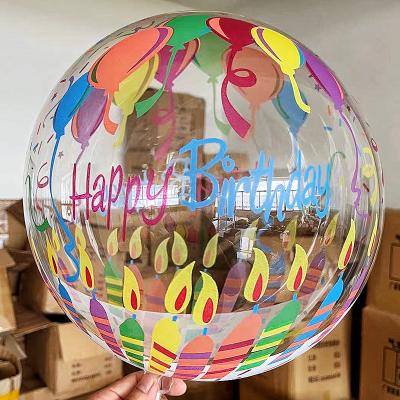 China Advertising Toy/Gift Toy/Promotional Toy/Party 2023 Hot Transparent Clear Round Shaped 20 Inch Birthday Printed Helium Bobo Balloon For Birthday Party Decorations for sale