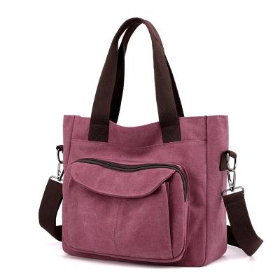 China Easy To Be Taken Wholesale Luxury Women Tote Canvas Bag New High Quality Women Shoulder Bag Large Capacity Canvas Handbag for sale