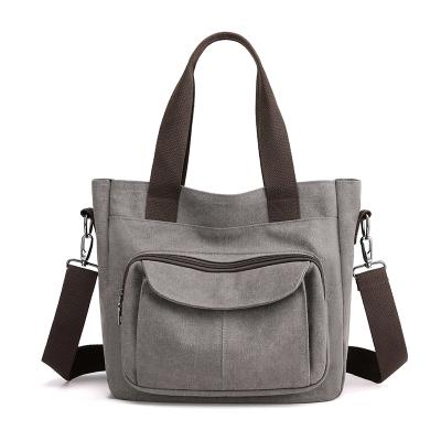 China Easy To Be Taken BSCI Audit Women Tote Canvas Bag New High Quality Women Shoulder Bag Large Capacity Canvas Handbag for sale