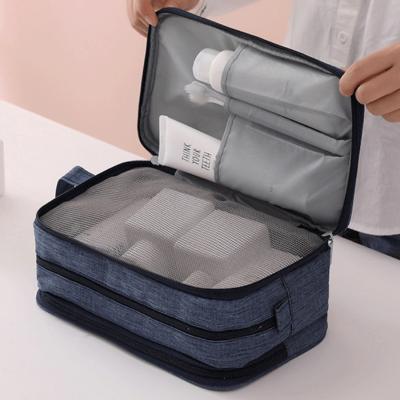 China NATIONAL MADE Custom Logo Make Up Bag Cosmetic Bag Travel Bag Three Compartment Toiletry Bag With Handle for sale