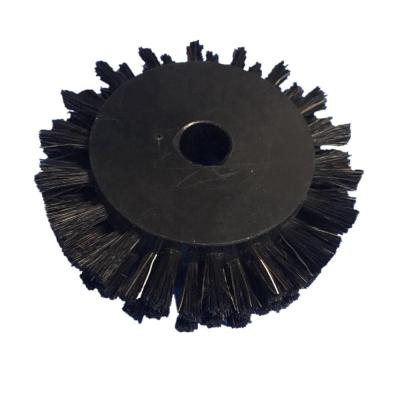 China Polyacetal Horse Hair Black Rack Building Material Stores Rotary Pom Wheel Brush For Machine Equipment Cylinder Horse Hair Disc Brush Roller for sale