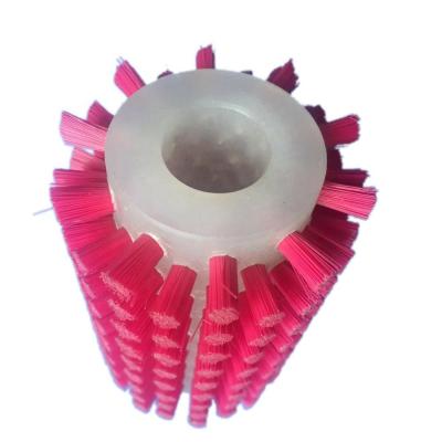 China Building Material Shops Factory Sale Red Nylon Bristle Cylinder Brush Roller for Glass and Fruit Cleaning and Polishing Wood for sale