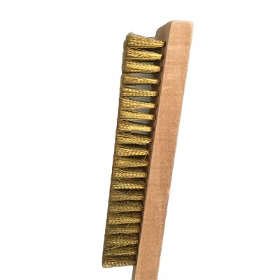 China Polish Stainless Steel Factory Selling Directly Stocked Brass Wood Handle Polishing Brush for sale