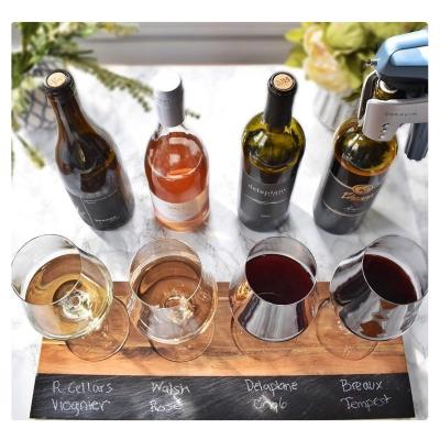 China Viable Acacia Wooden Serving Tray Wood Beer Flight Tasting Set Wine Tasting Board with Chart for sale