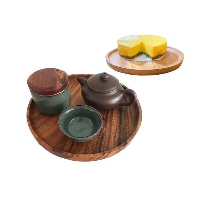 China Eco-Friendly Rustic Eco-Friendly Acacia Walnut Round Shape Style Wooden Serving Tray for sale