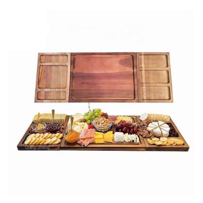 China Customized Magnetic Cheese and Charcuterie Board, Double Sided Acacia Wood Serving Tray and Cutting Board Customized Size for sale