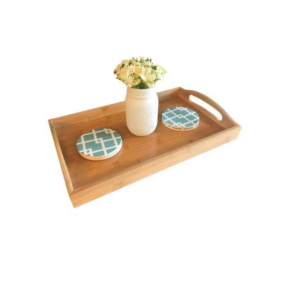 China High End Wooden Breakfast Tray With Handle Parts Wooden Food Tray Bamboo Serving Tray Customized Size for sale