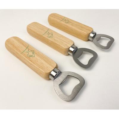 China Heavy Duty Handheld Wooden Stainless Steel Bottle Opener Kitchen Wooden Beer Bottle Openers for sale