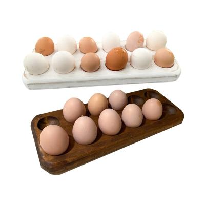 China Europe Decorative Wooden Egg Storage Tray Refrigerator Wooden Egg Holder Wooden Cool Egg Display Tray for sale