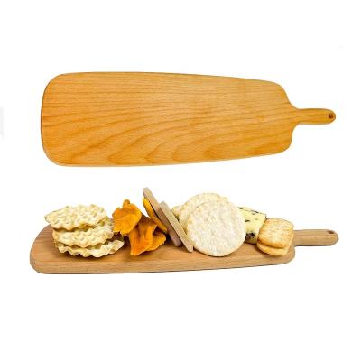 China Sustainable Kitchen Cheese Serving Board Beech Wood Double Sided Chopping Board Chopper With Handle for sale