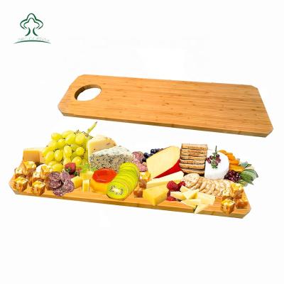 China Long Sustainable Charcuterie Bamboo Board Extra Large Cheese Board Wood Parties Appetizers Platter for sale