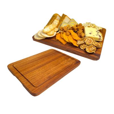 China Premium Viable Single Rectangle Wooden Kitchen Cutting Board Grade Chopper With Juice Grooves for sale