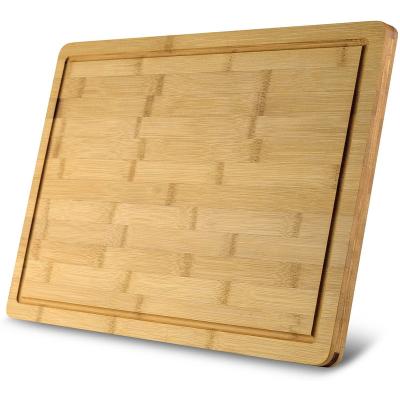 China Customized Large Sustainable Kitchen Chopping Board Natural Bamboo Wood Cutting Chopper With Juice Groove for sale