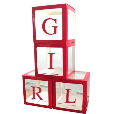 China Factory Wholesale Recycled 12' Clear Materials DIY Transparent Paper Box For Balloons Personalized A-Z Letter Name Girl Boy Baby Shower Party Decor for sale