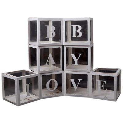 China Factory Wholesale Recycled Materials Factory Wholesale Clear Square Cardboard DIY A-Z Letter Balloon Box Multi Name Love Baby Boxes Party Decorations for sale