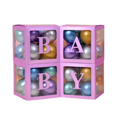 China Materials OEM Wholesale Recycled Custom Christmas Paper Decoration Gift Balloon Transparent Box, DIY Name A-Z Letter Baby Shower Box Decorations for sale