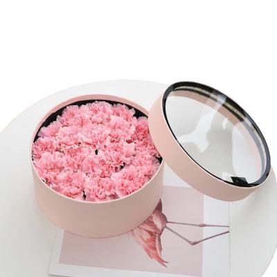 China Customizable Recycled Materials Factory Wholesale Flower Gift Paper Box Red White Black Rigid Round Clear Lid With LED,Wholesale Round Gift Boxes for sale