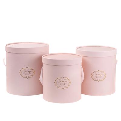 China Recycled Materials Wholesale Customizable Luxury Portable Cylinder Flower Set 3 Round Florist Cardboard Gift Box For Flower Arrangement Packaging for sale