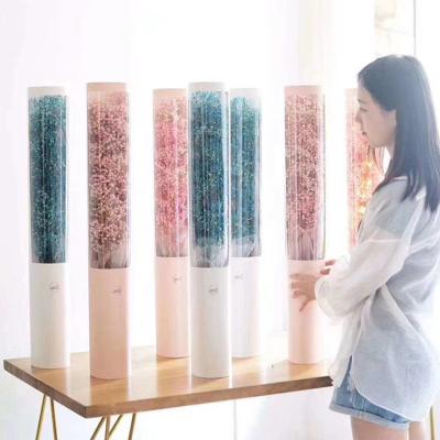 China Wholesale Customizable Recycled Materials Factory Flower Display Large Cylinder Clear Boxes, Decorative Cylinder Flower Gift Box Florist for sale