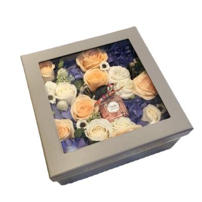 China Recycled Materials OEM Wholesale Cardboard Flower Gift Custom Square Box Set 2 In 1 For Florist Bouquet Flowers Gift Boxes Packaging Birthday for sale