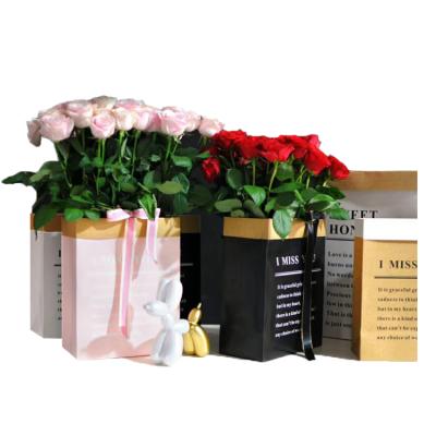 China Customizable Wholesale Recyclable Kraft Paper Flower Bag Wrapping Packaging For Flower Arrangement, Decorative Kraft Paper Storage Bag for sale