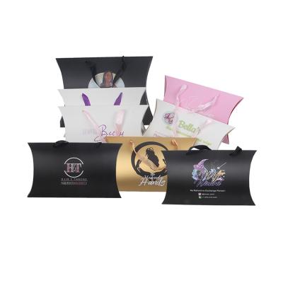 China OEM Recyclable Factory Wholesale Custom Cardboard Hair Boxes for Wigs and Bundles, Custom Wig Hair Packaging Pillow Box for sale