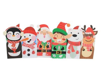 China Factory Wholesale Custom Christmas Party Favor Recyclable 3D Die Cut Flip Over Treat Gift Paper Goodie Bags, Paper Box Candy Chocolate Bag for sale