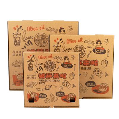 China OEM Factory Wholesale Recyclable Biogradable Kraft Corrugated White Black Brown Pizza Box Custom Printed Dish Delivery Box With Handle for sale