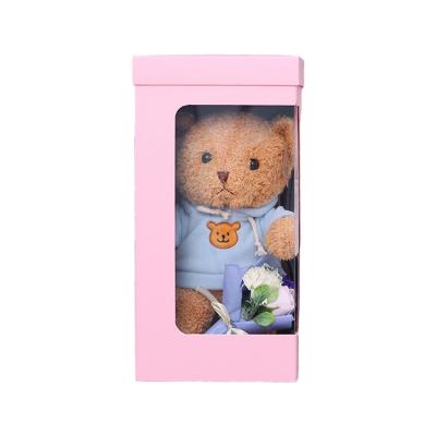 China Wholesale Customizable Recycled Materials OEM Factory Box Packaging Window Rigid Pink For Doll Toy, Barbie Plush Paper Box Doll Packaging Gift for sale