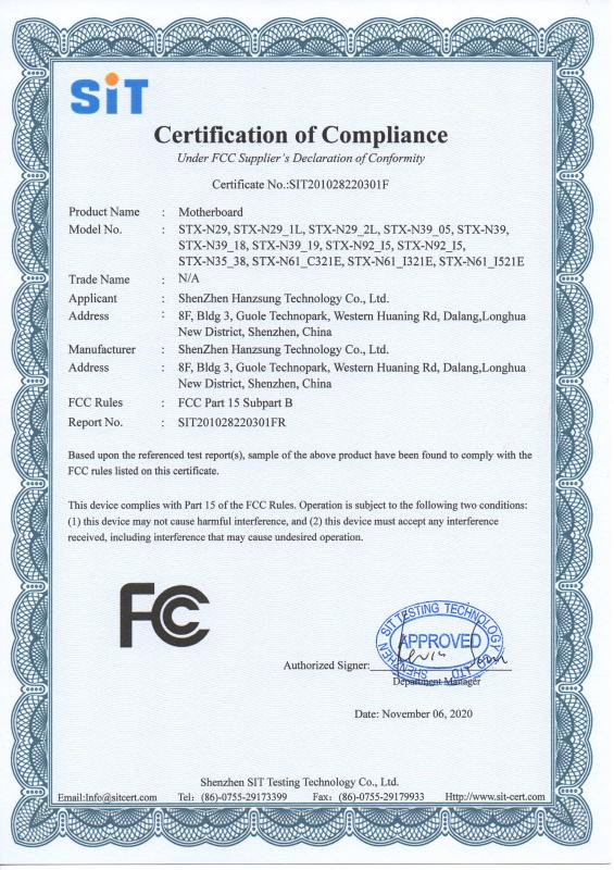 FCC - Shenzhen Hanzsung Technology Co., Ltd.