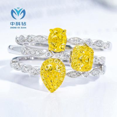 China Sparking CVD diamond wholesale 1.55ct  Oval diamond yellow engagement ring Contracted fashion Eternal diamond for sale