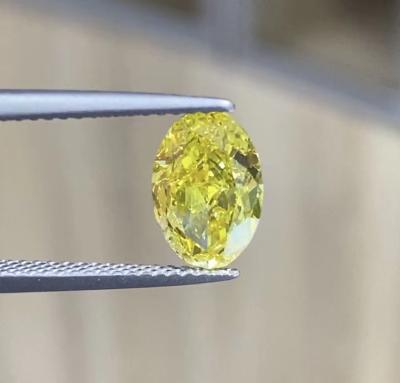 China Jewelry production  In stock Fancy Vivid Yellow Oval HPHT Lab Grown Diamond for sale