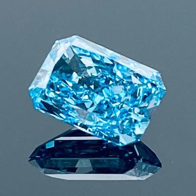 China Sparking Jewelry Customize 0.94ct Blue Diamonds Rediant CVD VS1 IGI Fancy Intense Greenish Blue Lab Diamond for sale