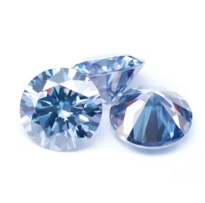 China Sparking Moissanite stones aqua blue color diamond round cut loose synthetic moissanite gemstone for jewelry making for sale