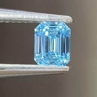 China Sparking In Stock Jewelry Customize 0.54ct Blue Diamonds CVD VS1 IGI Fancy Intense Greenish Blue Emerald Lab Diamond Wholesale for sale