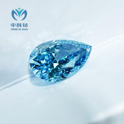 China Sparking In Stock Customize Diamonds Jewelry VS1 IGI Fancy Intense Greenish Pear Blue 1.59ct CVD Lab Diamonds for sale