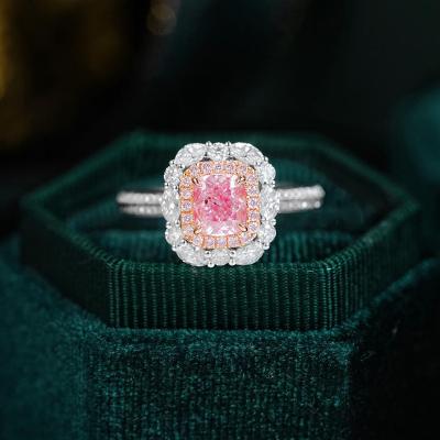 China Sparking CVD diamond wholesale 2.20ct Cushion  Pink diamond ring HPHT high pressure  temperature and high pressure environment to grow for sale