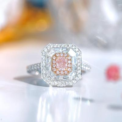 China Sparking CVD diamond wholesale 2.00ct Cushion  Pink diamond ring HPHT high pressure  temperature and high pressure environment to grow for sale