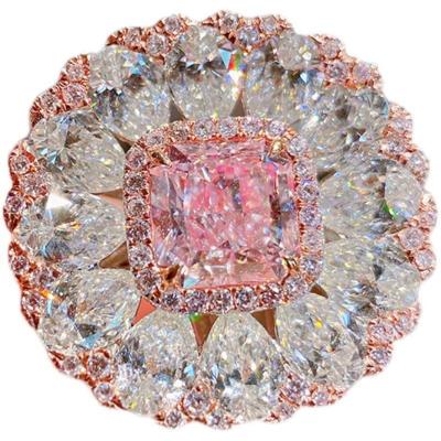 China Sparking CVD diamond wholesale 2.00ct Cushion  Pink diamond ring HPHT high pressure  temperature and high pressure environment to grow for sale