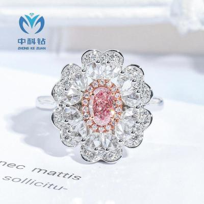 China Sparking CVD diamond wholesale 2.11 ct oval diamond ring HPHT high pressure  temperature and high pressure environment to grow for sale