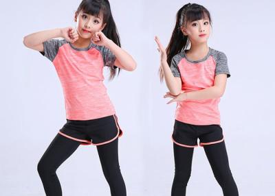 China Comfortable BSCI certified Pink Girls Short Sleeve T Shirts Kids workout Clothing for sale