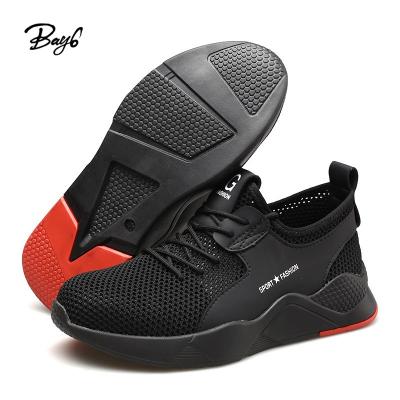 China Toe Cheap Stock Breathable Fly Steel Knit Women Joggers Athletic Sports Casual Safety Shoes For Man for sale