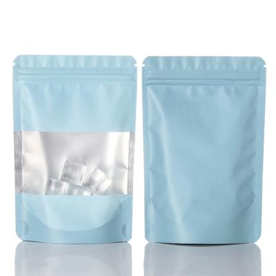 China Recyclable Stock Colored Rack Aluminum Foil Food Packaging Pouch Bags With Window for sale