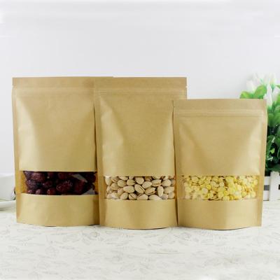 China Wholesale Food Grade Zip Lock Bag Kraft Paper Pouch Moisture Proof Food Packaging Bag With Window for sale